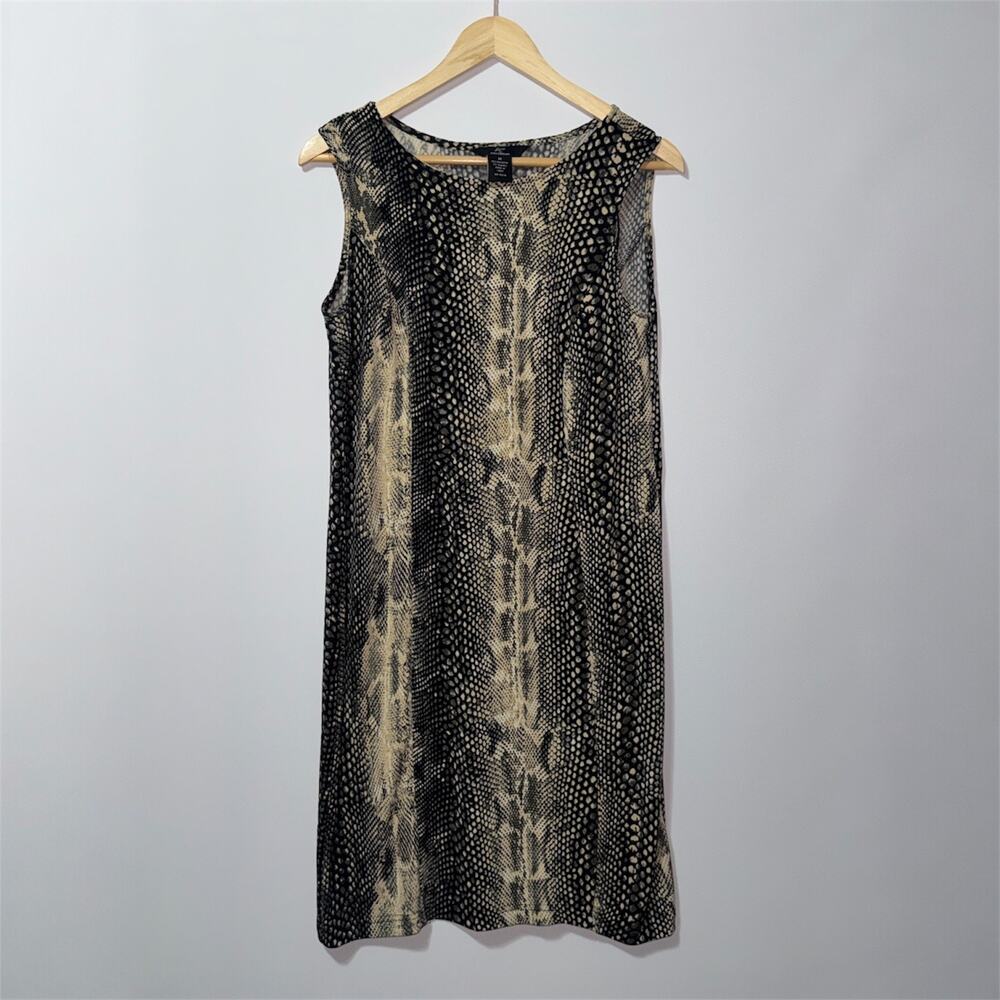 Nina Leonard black and tan tank top dress women’s size medium